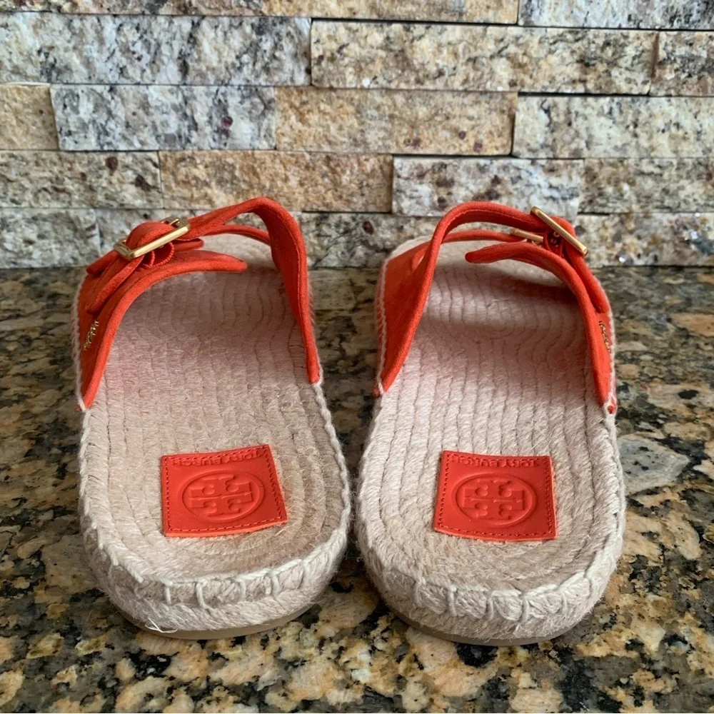 Tory Burch- Selby two Band Espadrille Slides, in “Bright Samba”